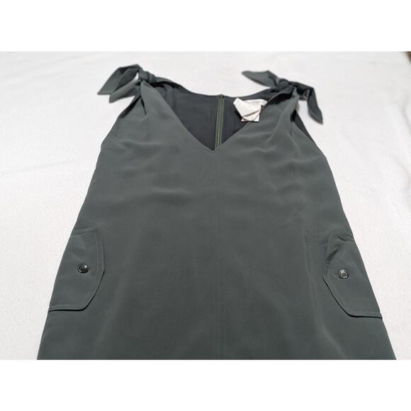 Max Mara Midi Dress Silk Green Sheath A Line Pockets Sz 4 Lined Minimalist - Picture 5 of 16
